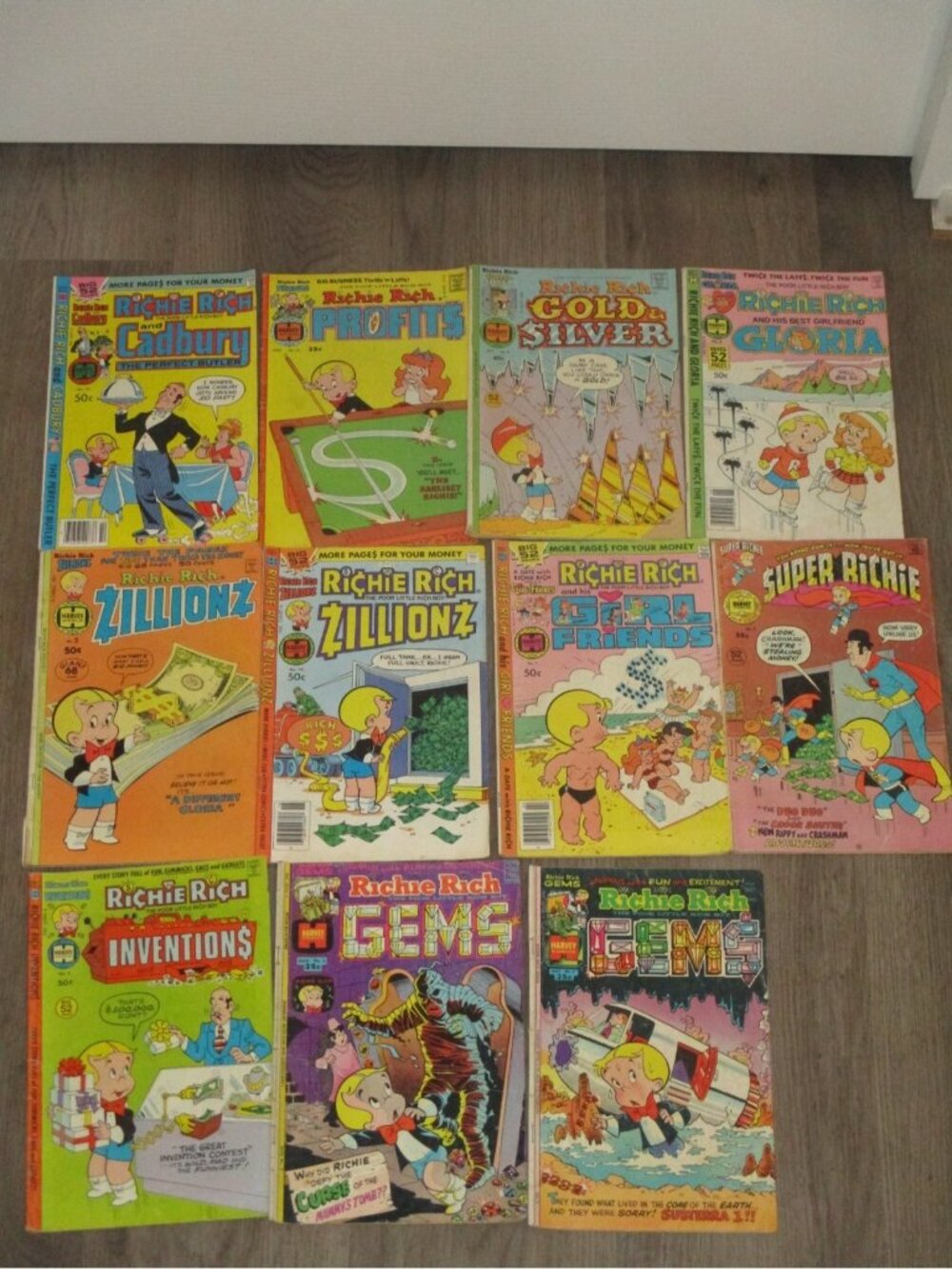 Harvey Richie Rich Lot of 11 Vintage Comic Profits Gloria Cadbury Gold Silver